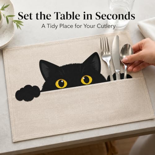 Black Cat Table Placemats (4 Count)