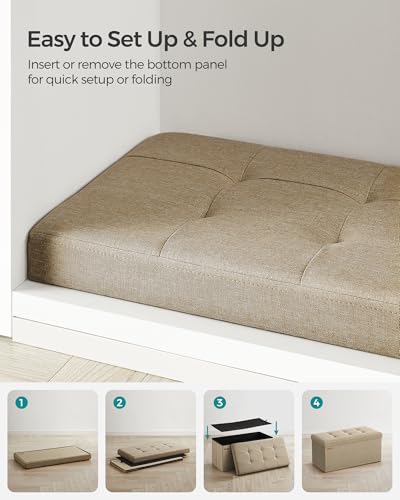 30 Inches Folding Storage Ottoman Bench