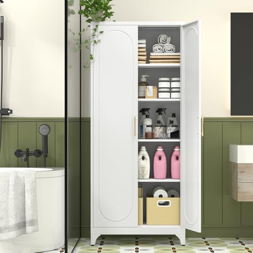 75" Tall Metal Kitchen Pantry Storage Cabinet with Doors and Shelves