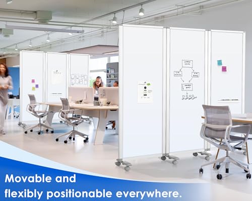 SWANCROWN Office Partitions 71x71 in 3 Panel Room Dividers on Wheel
