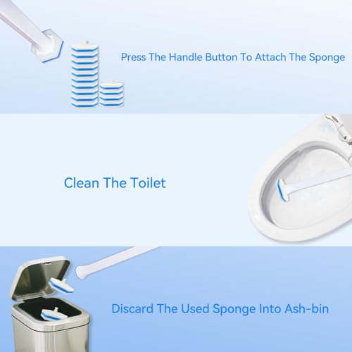 Disposable Toilet Wand Refills 100 Counts Blue Replacement Heads Compatible with Clorox Wand 3D Spiral Disposable Bathroom Cleaning Pads