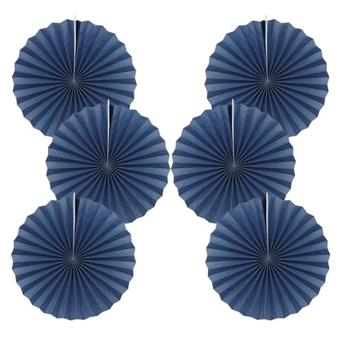 Blue Party Decorations Navy Blue Hanging Paper Round Fan Bulk 16inch (30 Count)