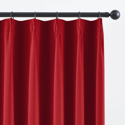 Pinch Pleat Blackout Curtains 108 Inches Long for Hall Windows