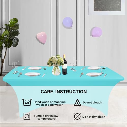 2 Pack 4FT Table Cloth for Rectangular Spandex Blue Mist Cover (2 Count)