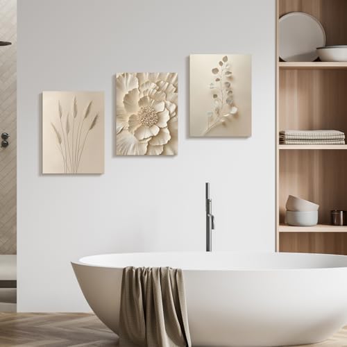 Wrapped Canvas Neutral Beige Botanical Wall Art Set of 3 (3 Count)