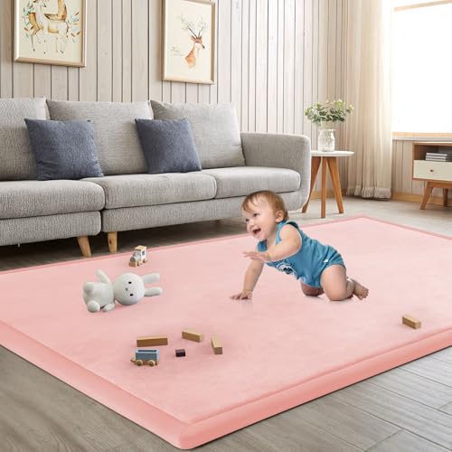 Baby Play Mat for Floor Nursery Rug Muscle Mat Area Rug Playroom Rug 79"x118" Playpen Mat Elastic Foam 1.3" Thick Crawling Mat for Babies