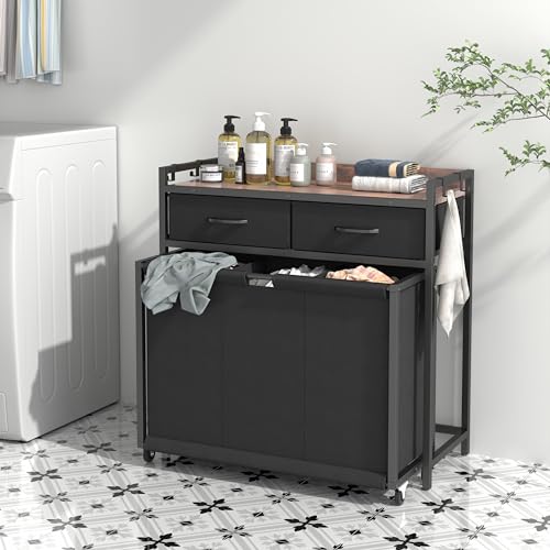 Laundry Hamper Laundry Basket with 3 Section Pull