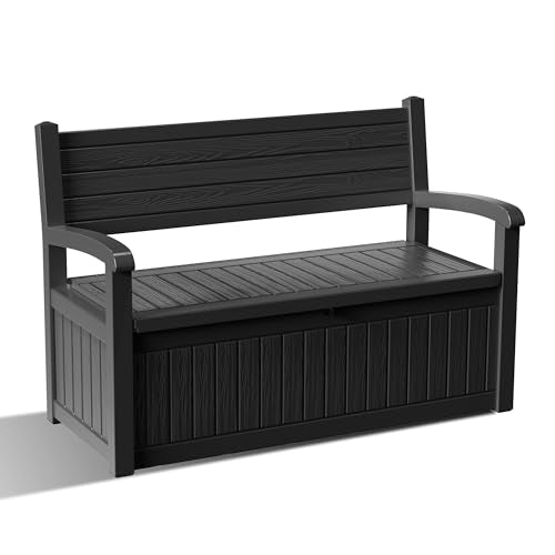 80 Gallon Outdoor Storage Bench Lockable Deck Box Outdoor Storage Box Waterproof for Patio