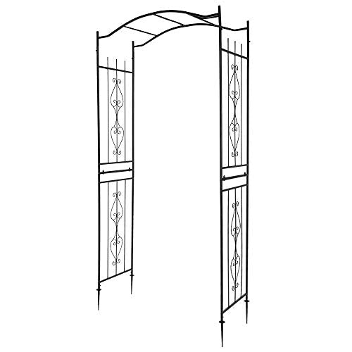 Black 7.5FT Steel Garden Arch Trellis for Climbing Vines & Roses