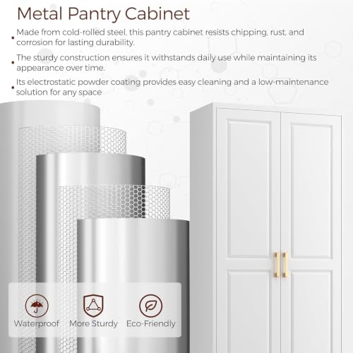 75" Metal Kitchen Pantry Cabinet