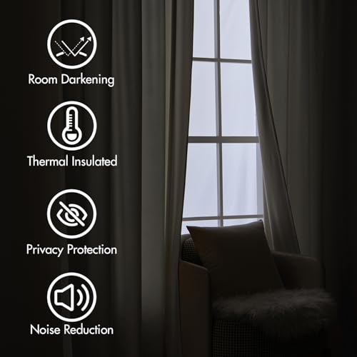 Ivory White Velvet Pinch Pleat Blackout Curtains W52 X L96 Inches (2 Count)