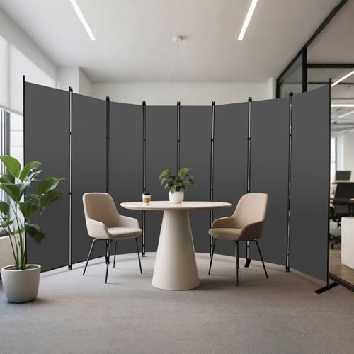 8 Panel Room Dividers 6ft Tall Freestanding Privacy Screen 160'' W