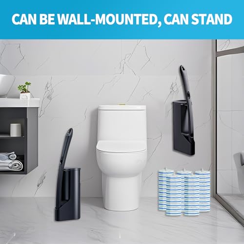 Disposable Toilet Brush with 50 Cleaner Refills Pads