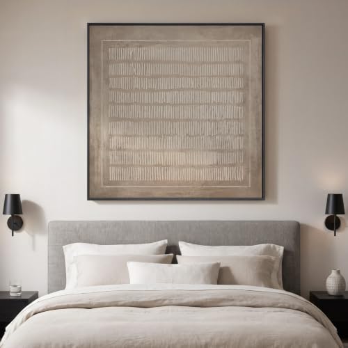 Extra Large Framed Neutral Abstract Line Wall Art for Living Room
