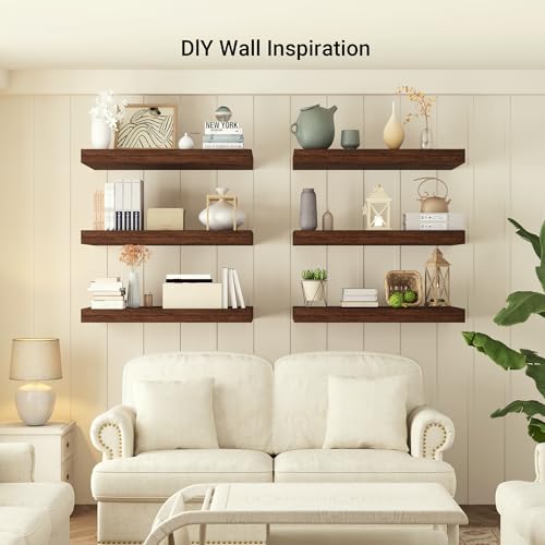 36 x 12 Deep Floating Shelves Wall Mounted Set of 1 Rustic Brown