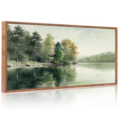 Framed Nature Lake Picture Mountain Forest Wall Art Set