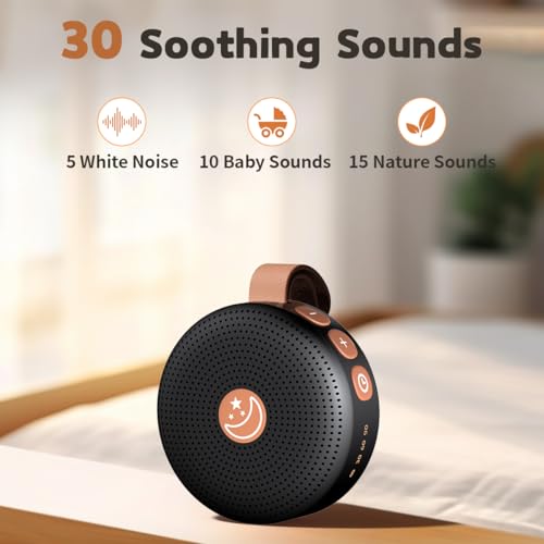 Portable Sound Machine Mini White Noise Machine Baby Shushing Brown Noise Machine with 30 Soothing Sounds for Kids Adults Dogs Auto