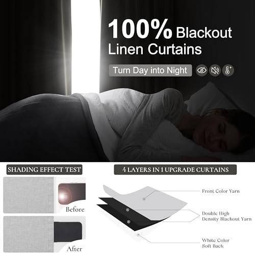 Light Grey Blackout Curtains 108 Inch Long for Living Room (2 Count)