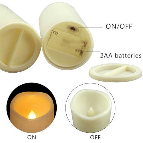 Outdoor Battery Operated Flameless LED Candles with Timer D3”xH3” 6 PCS (6 Count)