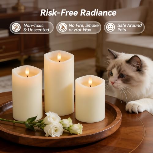 Ivory Real Wax LED Rechargeable Flameless Battery (3 Count)