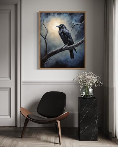 Crow under the Moonlight Poster Art Print
