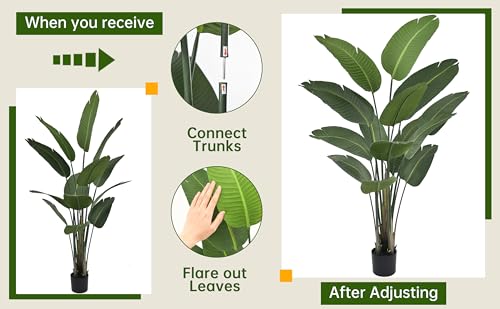 Artificial Bird of Paradise Tree 6FT 13 Thick Matte Texture Leaves
