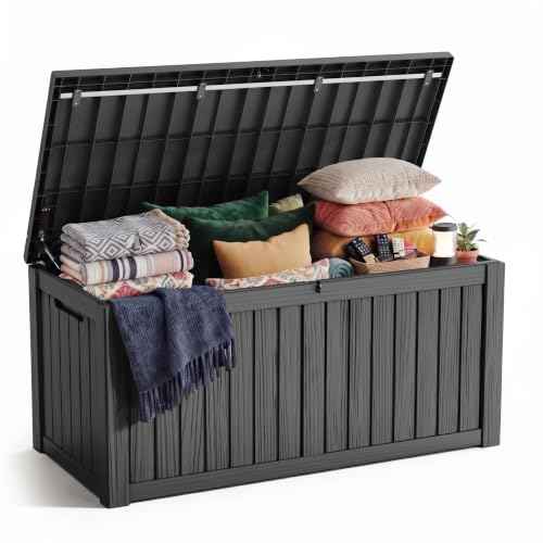190 Gallon Deck Box Lockable Waterproof UV Resistant Black