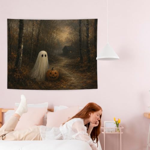 Fall Halloween Ghost Pumpkin Tapestry 50x60 Inches
