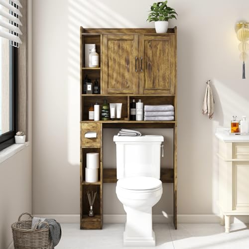 Farmhouse Over The Toilet Storage Cabinet with Barn Door
