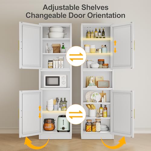 Tall Narrow Storage Cabinet 66.93" H Tall Bathroom Cabinets Metal Pantry Cabinet