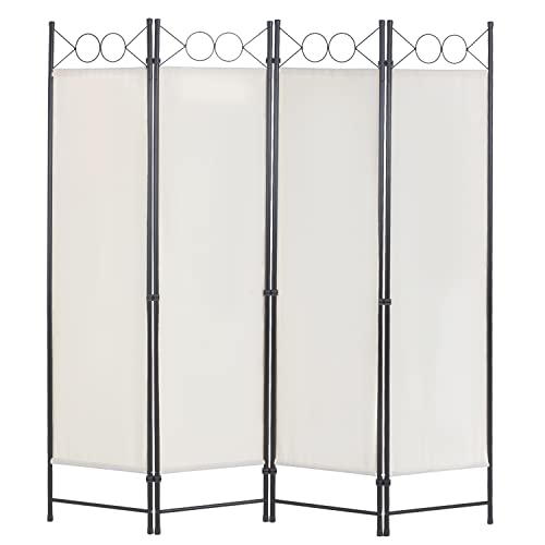 4 Panel Room Divider 6FT Steel Frame Screen Folding Privacy Divider Freestanding Partition for Home Office Bedroom
