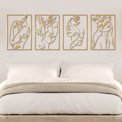 4 Pack Gold Wall Art Decor (4 Count)