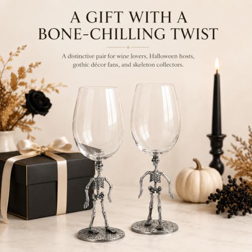 Spooky Gothic Goblets Skeleton Stemmed Wine Glasses (2 Count)