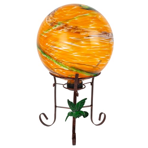 10 Inch Glass Gazing Ball with 9.4" H Metal Stand