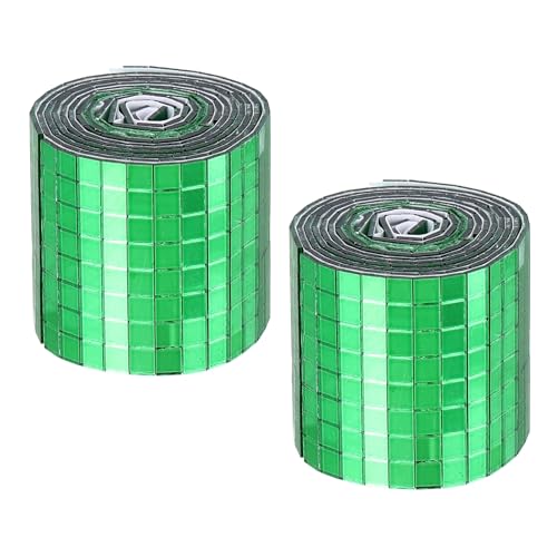 Self Adhesive Glass Mirror Mosaic Tiles 3200 Pcs 5 x 5 mm Disco Tiles for Craft Decoration Glass Mirror Disco Ball Green 2 Pcs (2 Count)
