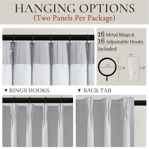 Light Grey Black Out 54 Inches Long Boho Small Curtains 2 Panels Set (2 Count)
