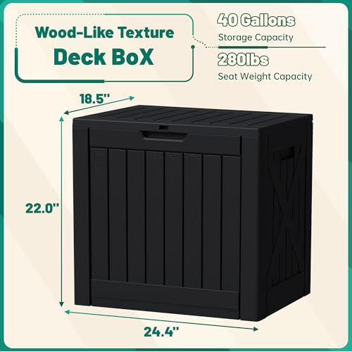 40 Gallon Deck Box Lockable Outdoor Storage Box Waterproof for Patio