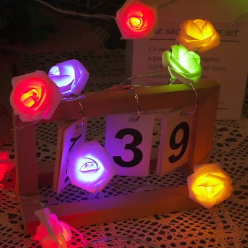 Everlasting Splashes LED Rose Flower Fairy String Lights Battery Operated Warm Flashing Light Romantic Proposal Wedding Birthday Christmas Thanksgiving DIY Indoor Outdoor Decorations