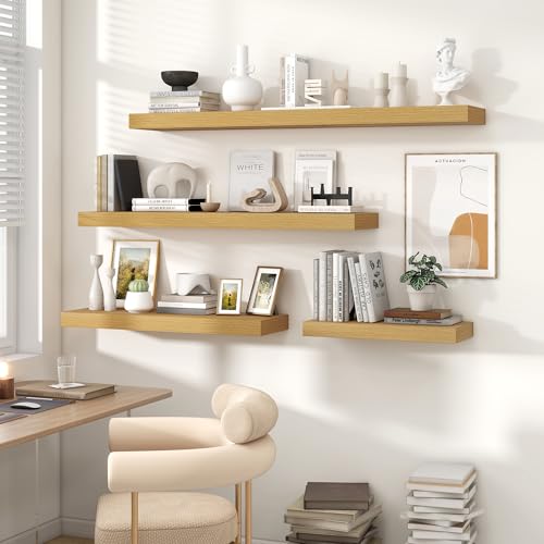 Floating Shelves 47.2" W x 10.3" D Oak Set of 1