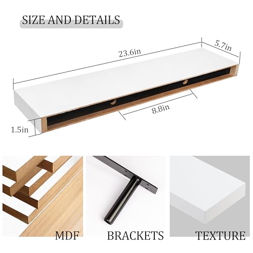 Floating Wall Shelves 24 x 6 Inch (2 Count)