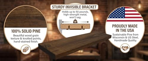 42 Inch Wooden Floating Shelves for Wall