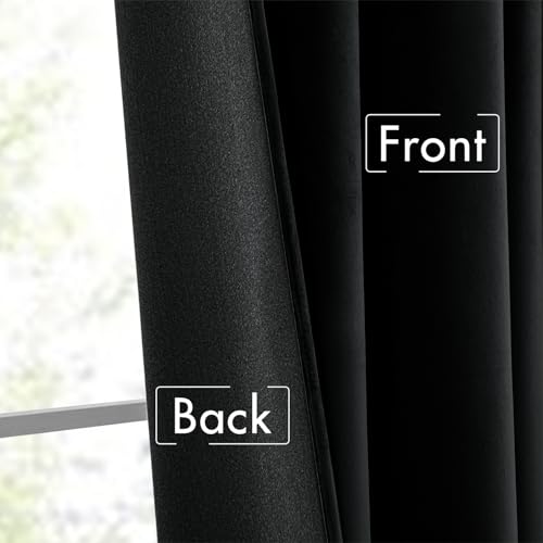 Black Velvet Pinch Pleat Blackout Curtains W52 X L96 Inches (2 Count)