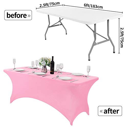 Spandex Table Cover for 6Ft or 4fT or 8ft Table Universal Fitted Stretch Tablecloth for Party