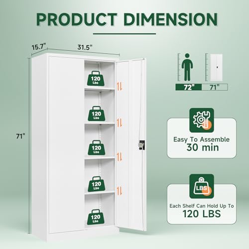 Metal Garage Storage Cabinets with Lock Door and Adjustable Shelves
