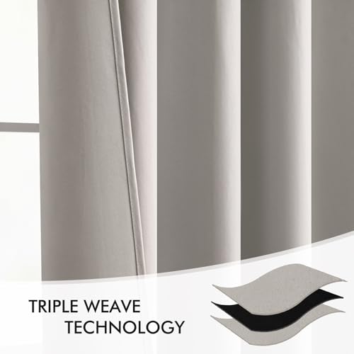 Cobblestone Back Tab Blackout Curtains 52x96 Inch Long 2 Panels Set (2 Count)