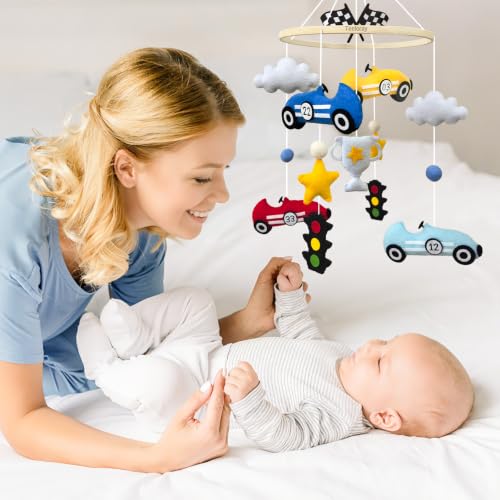 Baby Mobile for Crib Race Car Crib Mobile for Boys Newborn Gifts