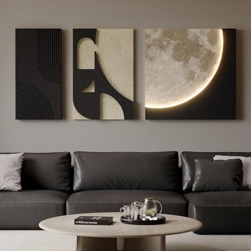 3D LED Wall Art with Moon Design