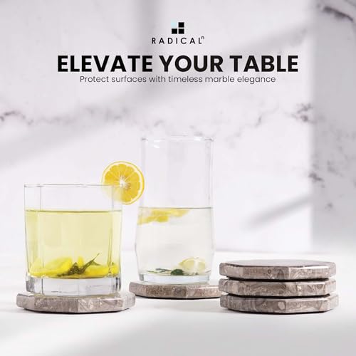 Marble Coasters Set of 6 Oceanic Drink Coasters for Table Decor