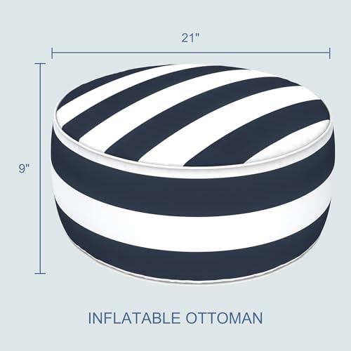 Indoor Outdoor Inflatable Ottoman with Handle D21 x H9 Inch