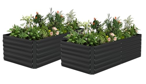 6x3x2ft Outdoor Metal Raised Garden Bed (2 Count)